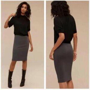 Aritzia Wilfred Lis Midi Pencil Skirt - slate grey